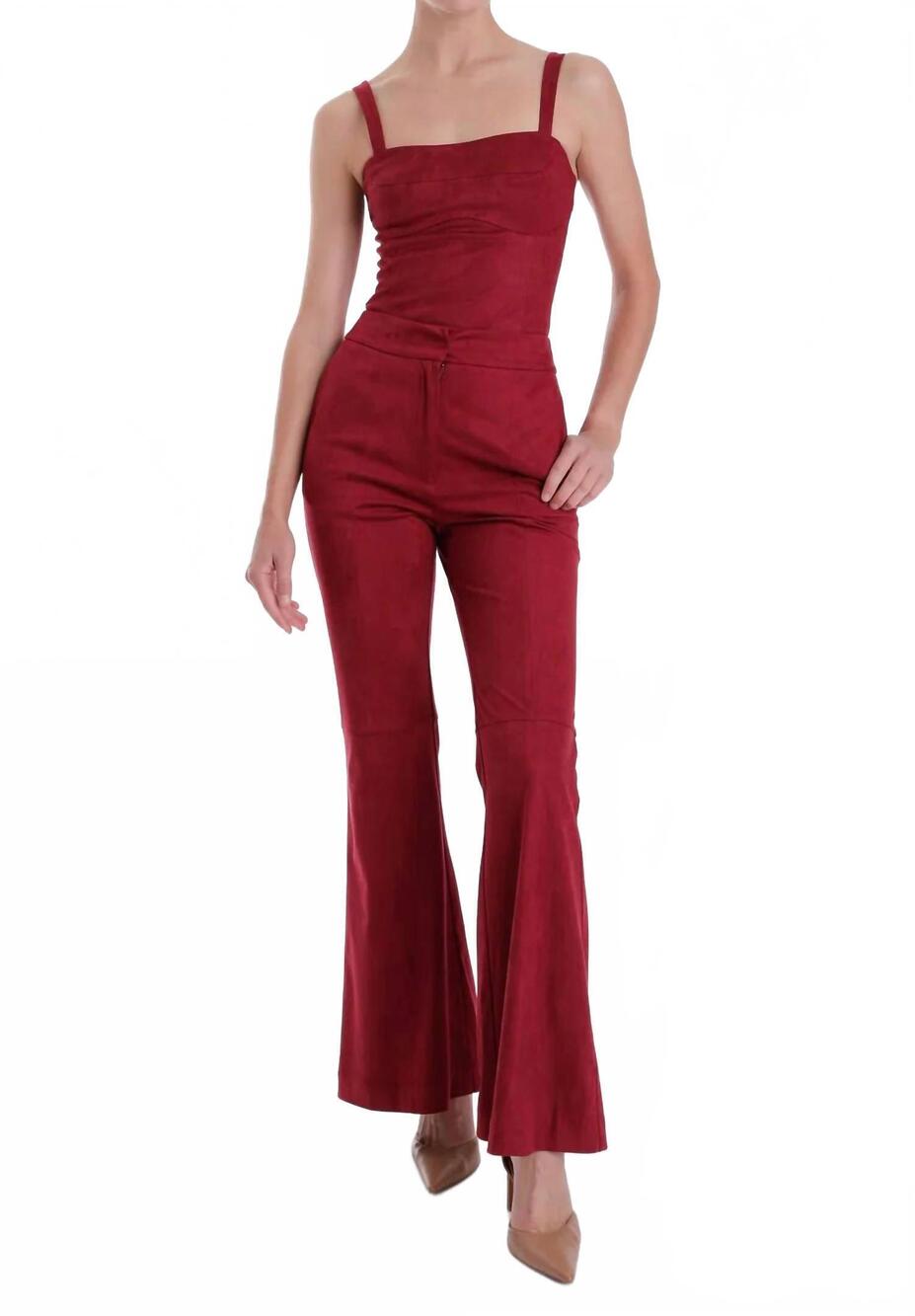NEW KARINA GRIMALDI veronica suede pants in garnet